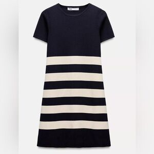 Navy and White Striped Dress ZARA NWT
